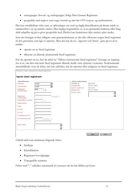 Regin-kulturhistorie brugervejledning â januar 2012 - Kulturstyrelsen