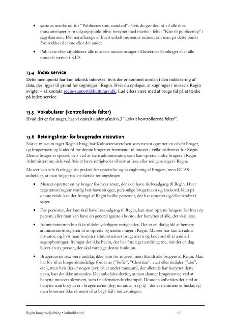 Regin-kulturhistorie brugervejledning â januar 2012 - Kulturstyrelsen