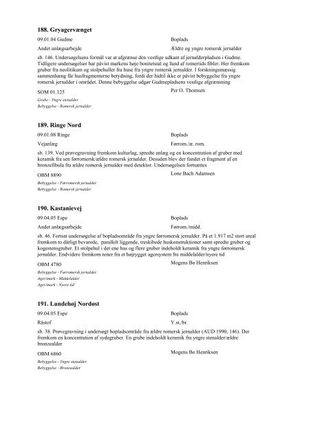 Katalog over udgravninger 2002 (PDF-format) - Kulturstyrelsen