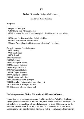 1/5 Walter Hörnstein, Höfingen bei Leonberg Biografie ... - Neubeuern