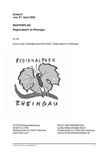 Entwurf vom 27. April 2005 MASTERPLAN Regionalpark im Rheingau