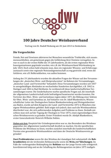 100 Jahre Deutscher Weinbauverband - Kulturland Rheingau
