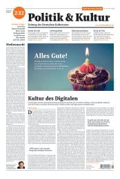 Politik & Kultur | Nr. 2/12 | MÃ¤rzâApril 2012 - Deutscher Kulturrat