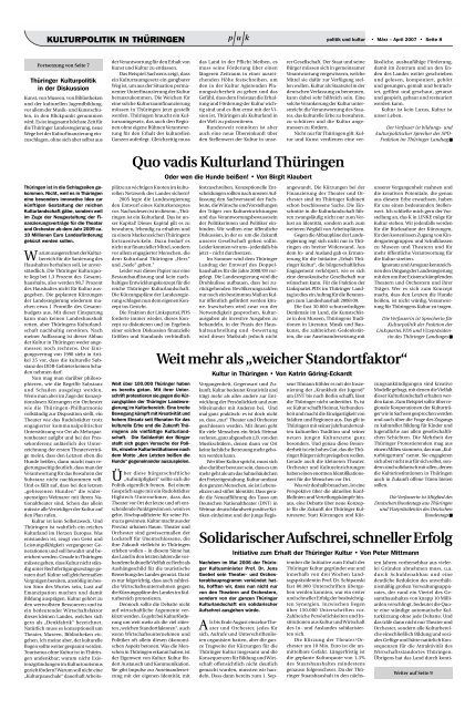 Politik und Kultur - Deutscher Kulturrat