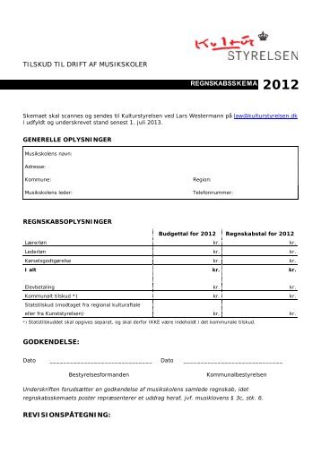 Regnskabsskema for musikskoler 2012 (pdf) - Kulturstyrelsen