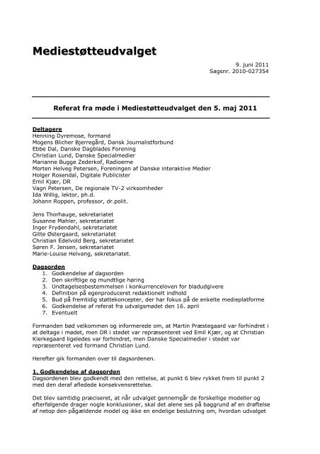Referat mÃ¸de den 5. maj 2011- hjemmeside - Kulturstyrelsen