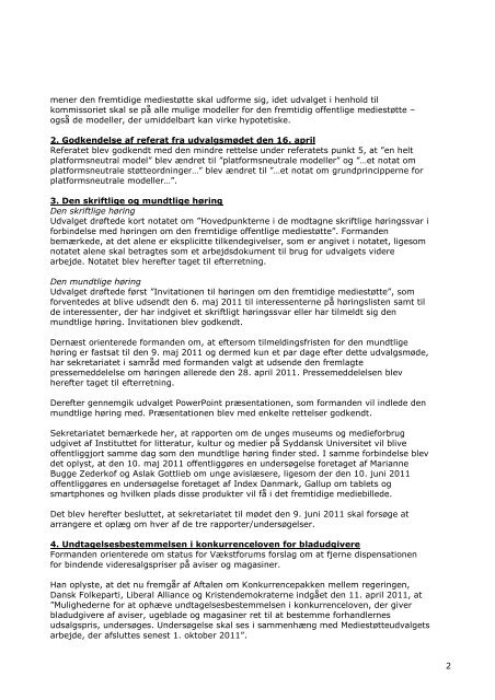 Referat mÃ¸de den 5. maj 2011- hjemmeside - Kulturstyrelsen