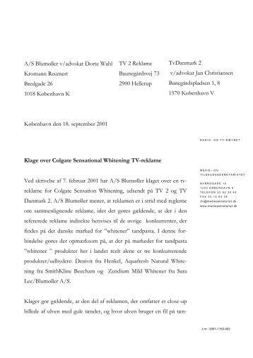 Klage over Colgate Sensational Whitening tv - Kulturstyrelsen