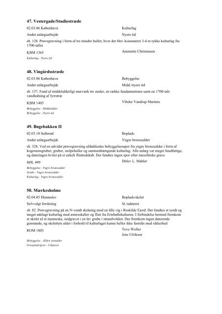 Katalog over udgravninger 1995 (PDF-format) - Kulturstyrelsen