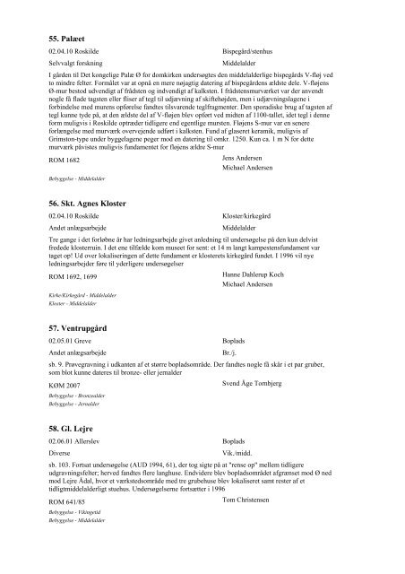 Katalog over udgravninger 1995 (PDF-format) - Kulturstyrelsen