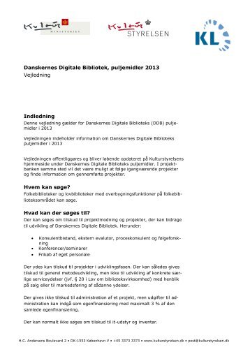 Vejledning til Danskernes Digitale Bibliotek ... - Kulturstyrelsen