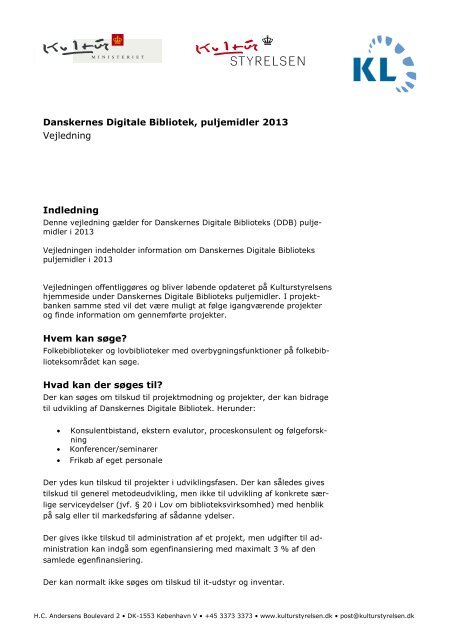 Vejledning til Danskernes Digitale Bibliotek ... - Kulturstyrelsen