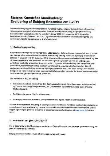 Evaluering af Esbjerg Ensemble - Kunst.dk