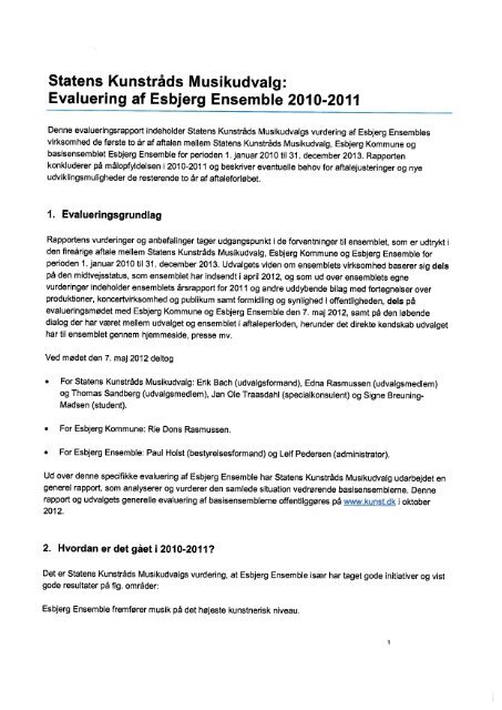 Evaluering af Esbjerg Ensemble - Kunst.dk