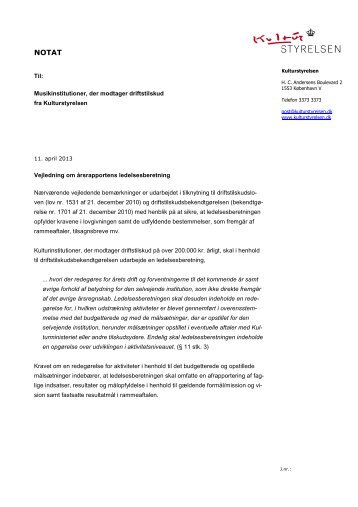 Vejledning til udarbejdelse af ledelsesberetning - Kulturstyrelsen