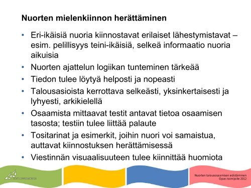 nuorten talousosaamisen edistaminen opas toimijoille