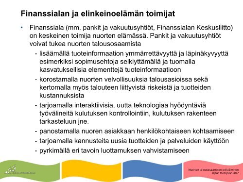 nuorten talousosaamisen edistaminen opas toimijoille