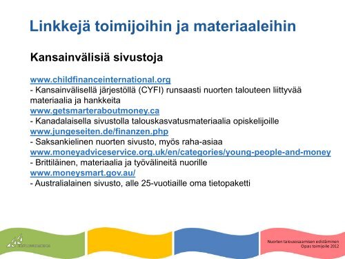 nuorten talousosaamisen edistaminen opas toimijoille