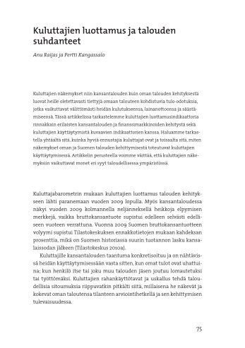 Artikkeli: Kuluttajien luottamus ja talouden suhdanteet