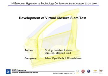 Development of Virtual Closure Slam Test - HyperWorks
