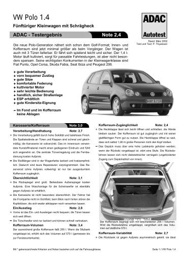 Ford Focus Ambiente 1 4 Adac Umfassender Test Vw Polo Basis 1 4 5 Türig Adac