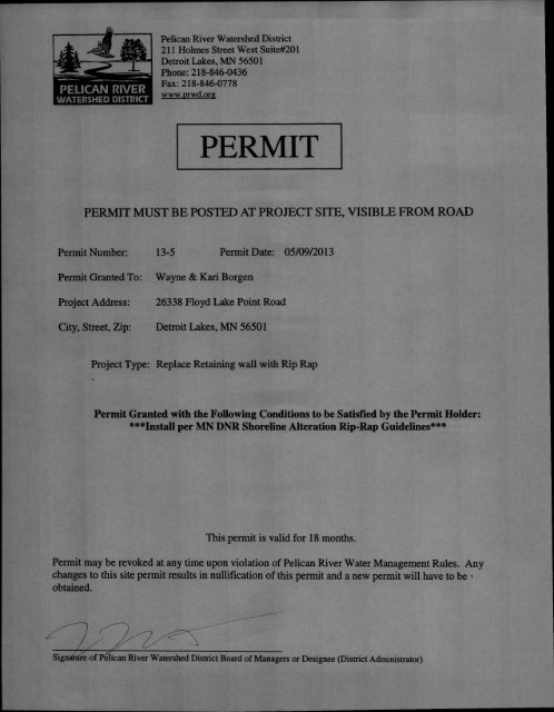 PERMIT - Pelican River Watershed District