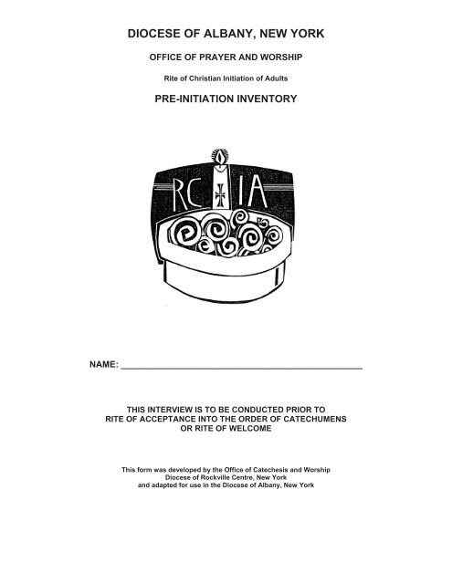Catholic Church Inventory Forms.pdf PRE-INITIATION INVENTORY - Roman Catholic Diocese of Albany