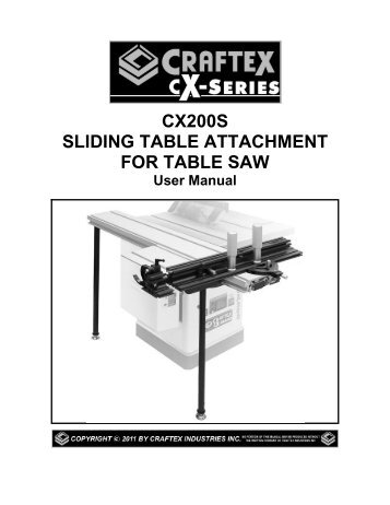 CX200S SLIDING TABLE ATTACHMENT FOR ... - Busy Bee Tools