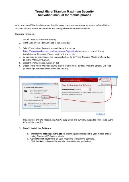 Trend Micro Titanium Maximum Security Activation manual for ... - Mtel