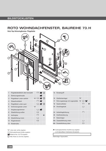 oder Bildstückliste Roto Fenster Baureihe 73. H - Diller Gmbh