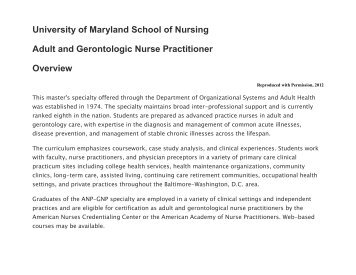 Sample Curriculum Plan - University of Maryland School of Nursing
