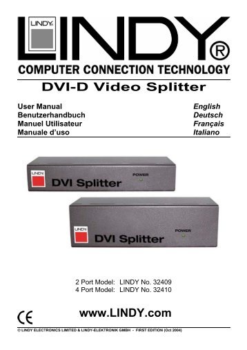 Manual for LINDY 4 Port DVI Splitter - Lindy Electronics
