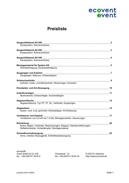 Preisliste