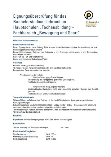 ÃberprÃ¼fung der Kenntnisse im Fachbereich "Bewegung und Sport"