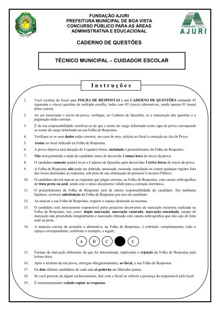 TECNICO MUNICIPAL - CUIDADOR ESCOLAR.pdf - FundaÃ§Ã£o Ajuri