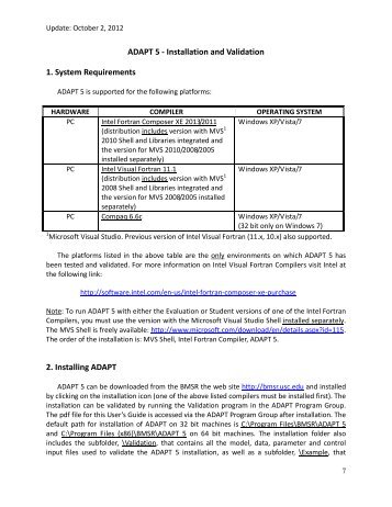 ADAPT 5 - Installation and Validation 1. System Requirements 2 ...