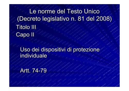 I dispositivi di protezione individuale di prima categoria - Camera di ...