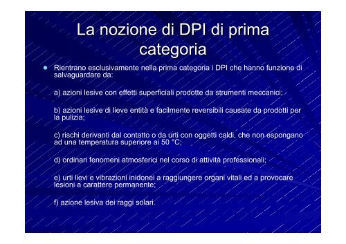 I dispositivi di protezione individuale di prima categoria - Camera di ...