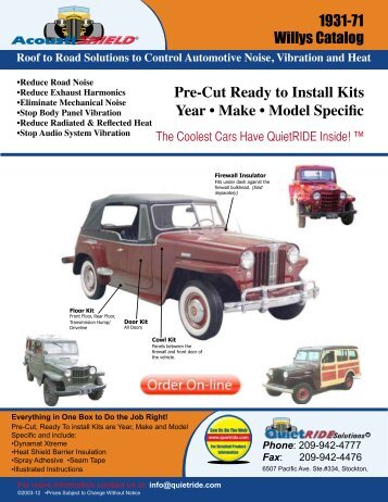 1931-71 Willys Catalog Pre-Cut Ready to Install Kits Year • Make ...