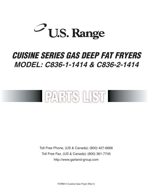 Cuisine Series Gas Fryers, models C836 - Garland - Garland Group