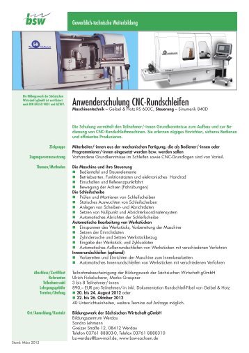 Anwenderschulung CNC-Rundschleifen - Bildungswerk der ...