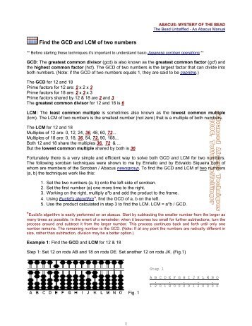 ?? Abacus Techniques for finding GCD and LCM