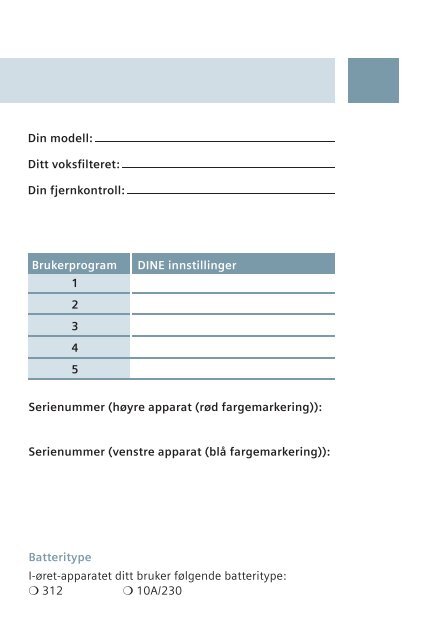 Bruksanvisning Motion i-øret apparater - Siemens Hearing Instruments