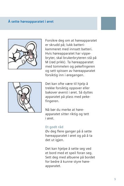 Bruksanvisning Motion i-øret apparater - Siemens Hearing Instruments