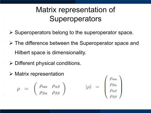 Superoperators for NMR Quantum information processing