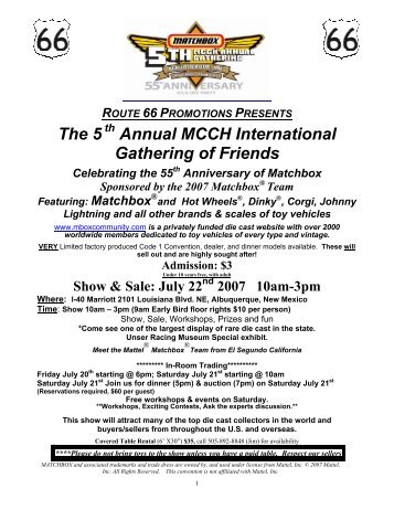 The 5 Annual MCCH International Gathering of Friends - Matchbox ...