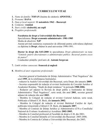 CV TOFAN.pdf - Facultatea de Drept