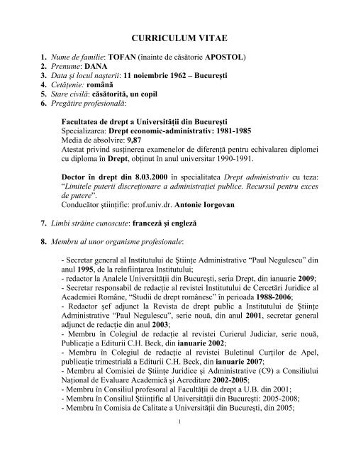 CV TOFAN.pdf - Facultatea de Drept