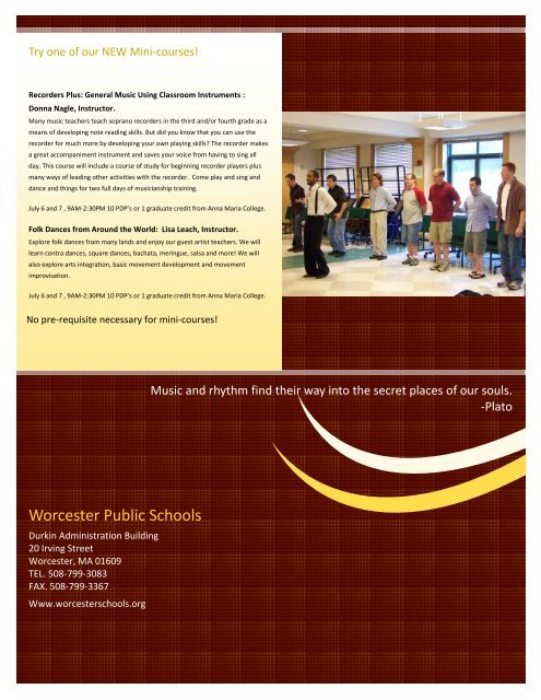 Worcester Public Schools Professional Development Institute: Music