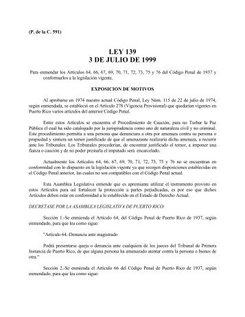 LEY 139 3 DE JULIO DE 1999